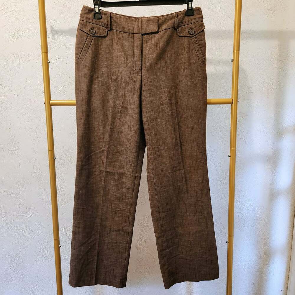 Chocolate Woven Marl Straight Leg Trousers